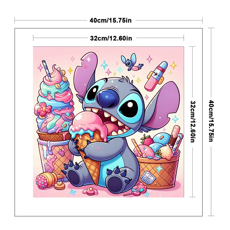 Stitch Eating Ice Cream (40*40cm) 11CT Stamped Cross Stitch