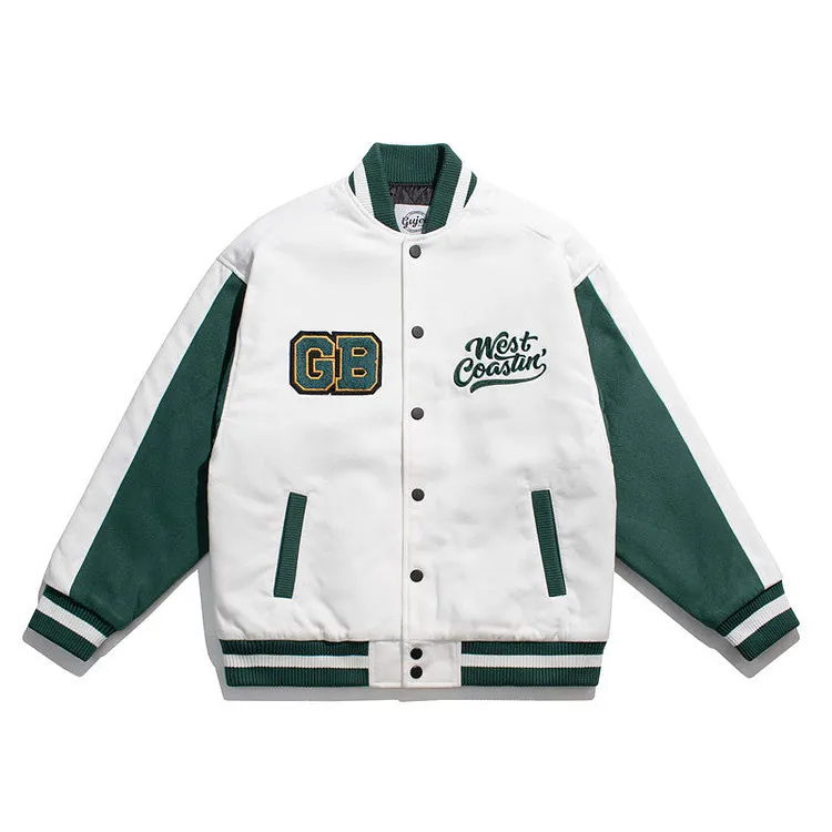 Man Fall Winter Outfis Winter Clothes Street Letters Embroidered Baseball Uniform Cotton-Padded Coat All-Matching Thickened Cotton Coat Jacket