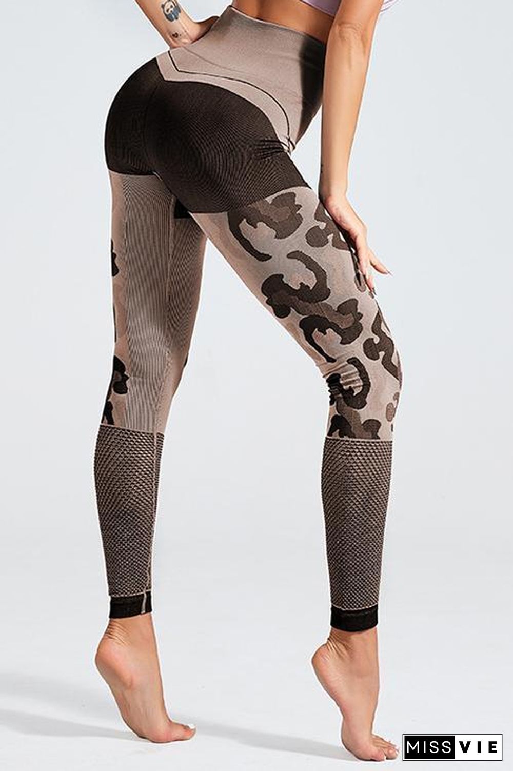 Camouflage Mesh Cut Out T Shirt Leggings Set
