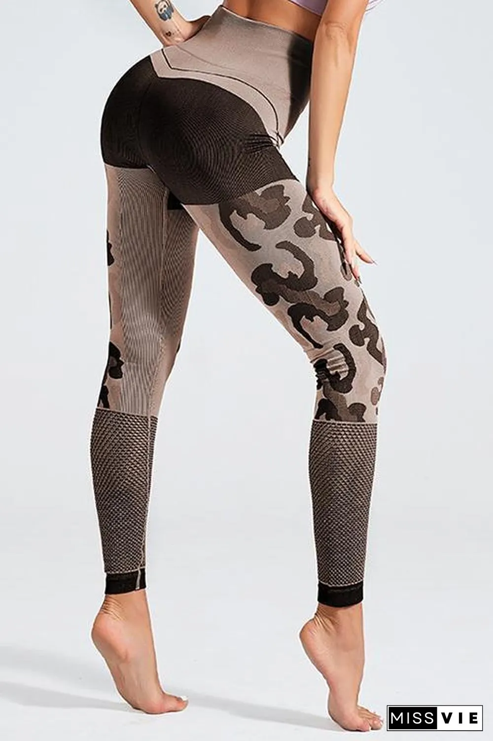 Camouflage Mesh Cut Out T Shirt Leggings Set