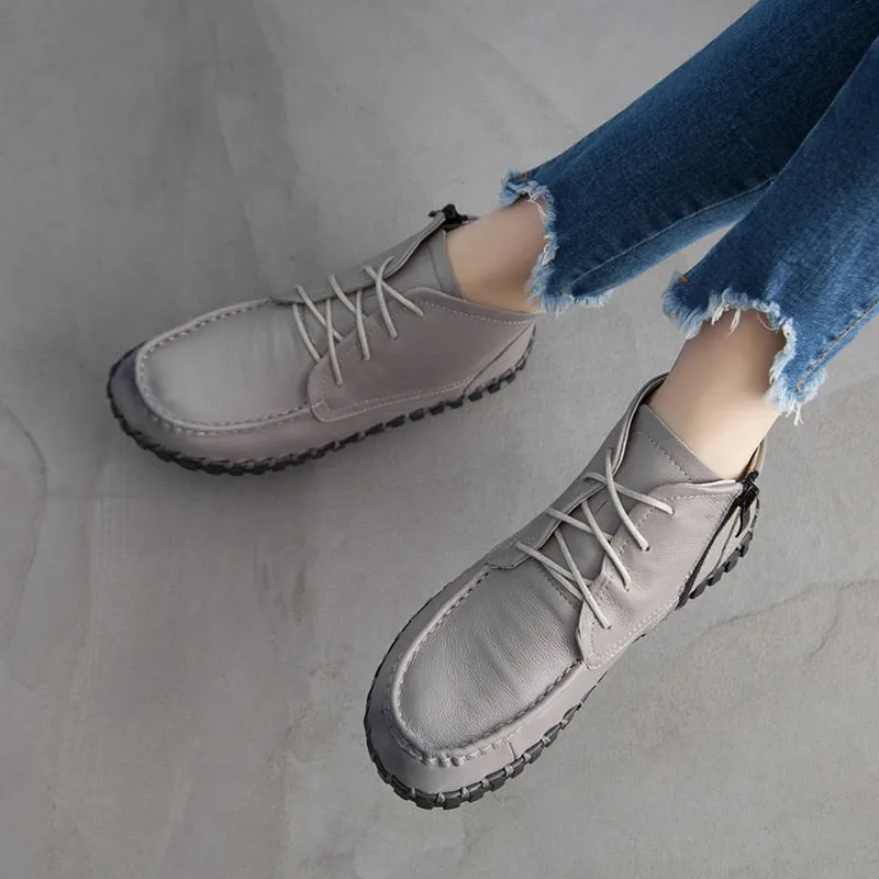 GKTINOO 2022 Vintage Style Genuine Leather Women Boots Flat Booties Soft Cowhide Women's Shoes Ankle Boots zapatos mujer