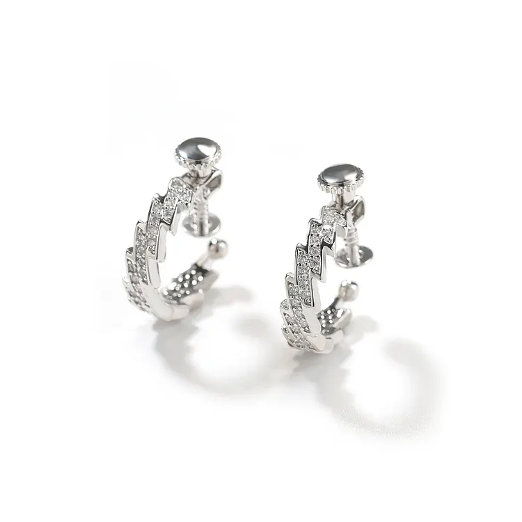 Iced Out Turnbuckle Lightning Earrings Hip Hop For Women