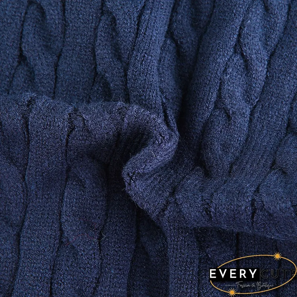 Navy Blue V Neck British Style Tank Sweater