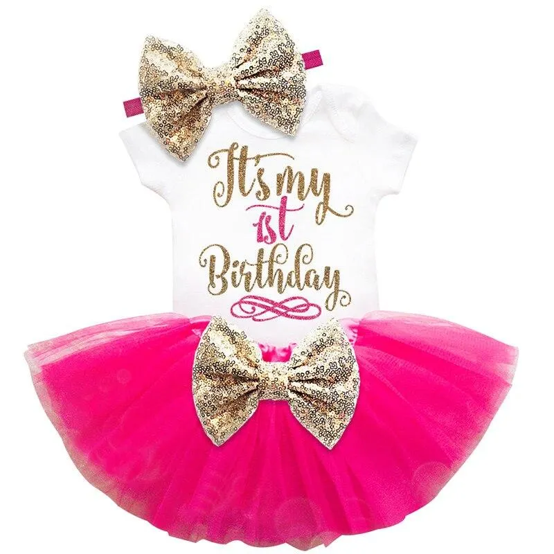 Fantasy 1 2 Year Birthday Baby Girl Dress Summer Girls Dots Clothes Kids Dresses For Girl Party Tutu Tutu Outfits 3pcs Clothing