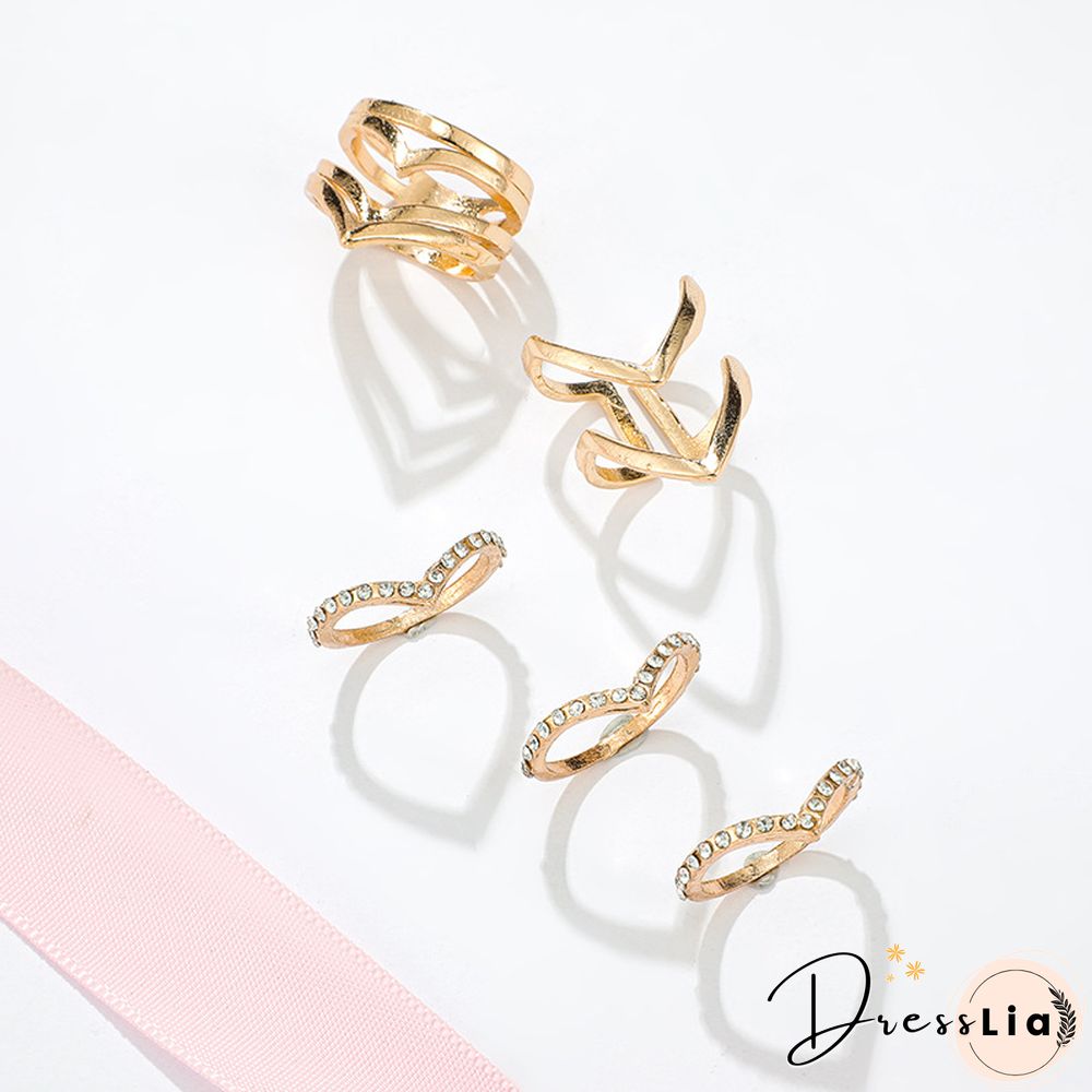Simple Style Fashion Creative Retro Geometric Ring Set