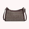 Fashion Plaid Pattern Crossbody Purse Women Woolen Shoulder Bag (Coffee)