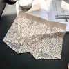 Men's Sexy Ultra-Thin Transparent Leopard Print Ice Silk Boxer Briefs