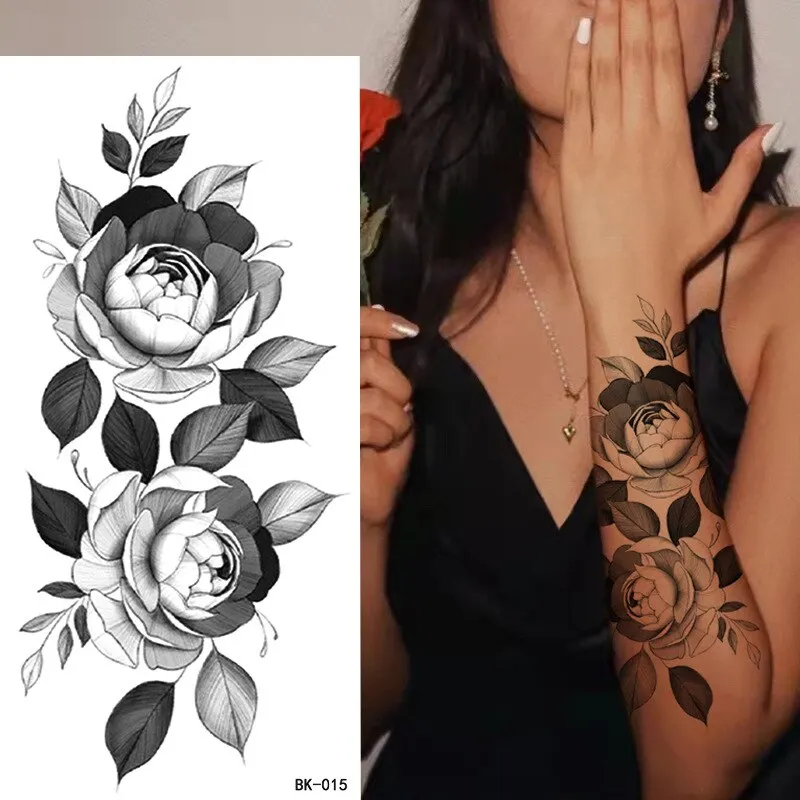 Sdrawing Tattoos New Flash Waterproof Temporary Tattoo Sticker Lip Print Flowers Butterfly Body Art Arm Fake Sleeve Tatoo for Women