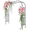 [US Local Warehouse] 7.87ft Garden Arch Trellis for Climbing Plants Metal Arch Frame Pumpkin Archway Outdoor Garden Arbors and Arches for Halloween Christmas Birthday Party Baby Shower Decoration (300x240x50cm)