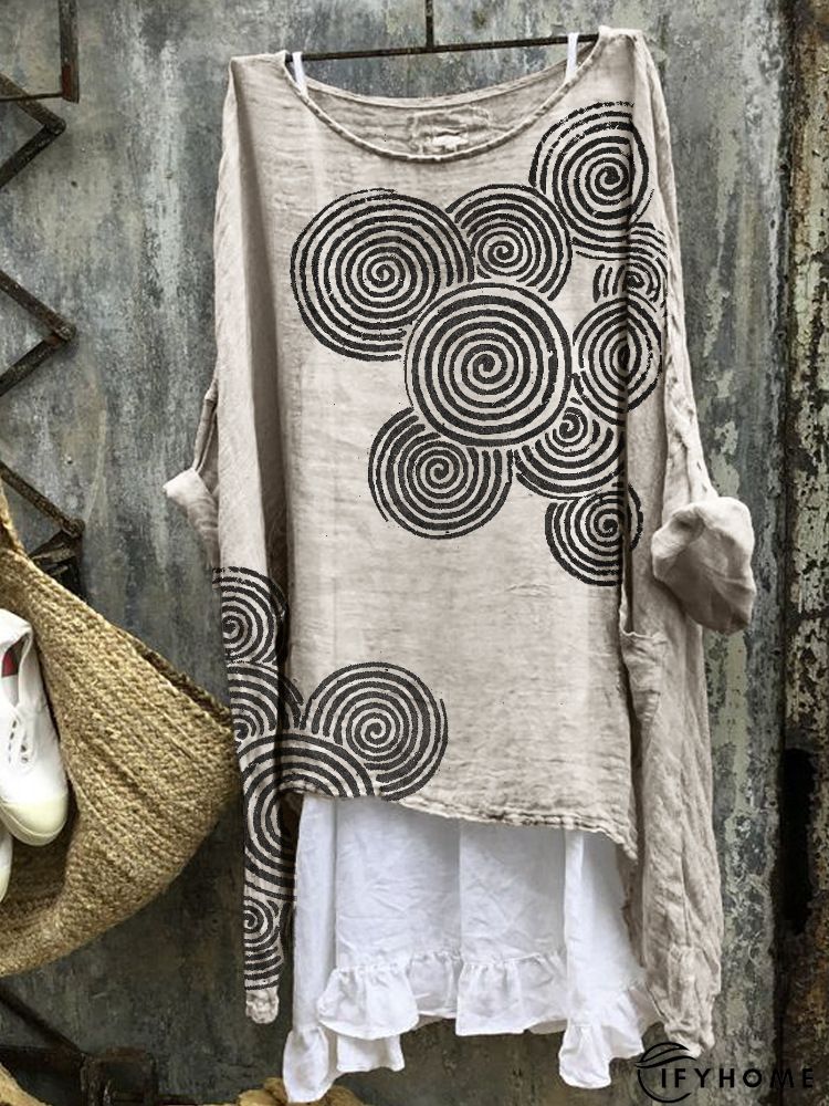 Plus Size Casual Long Sleeve Casual Floral Weaving Dress | IFYHOME