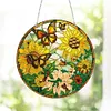 5D Diamond Painting Double Sided Effect  Stained Glass Panel Decorative Home Garden Decoration Hanging Kit(Sunflower)