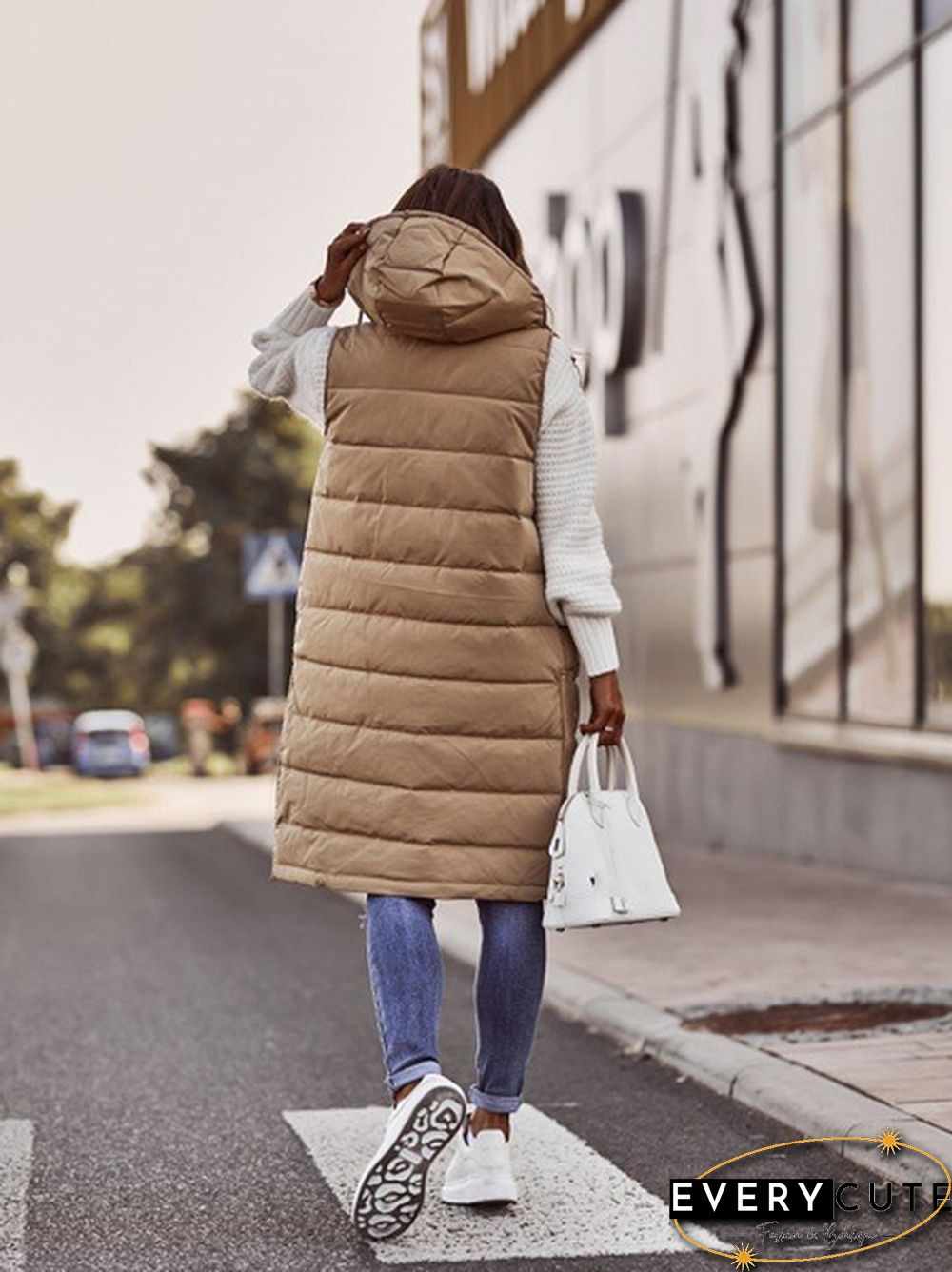 New Women's Fashion Thicken Winter Warm Hooded Sleeves Coat Casual Vest Plus Size S-5XL