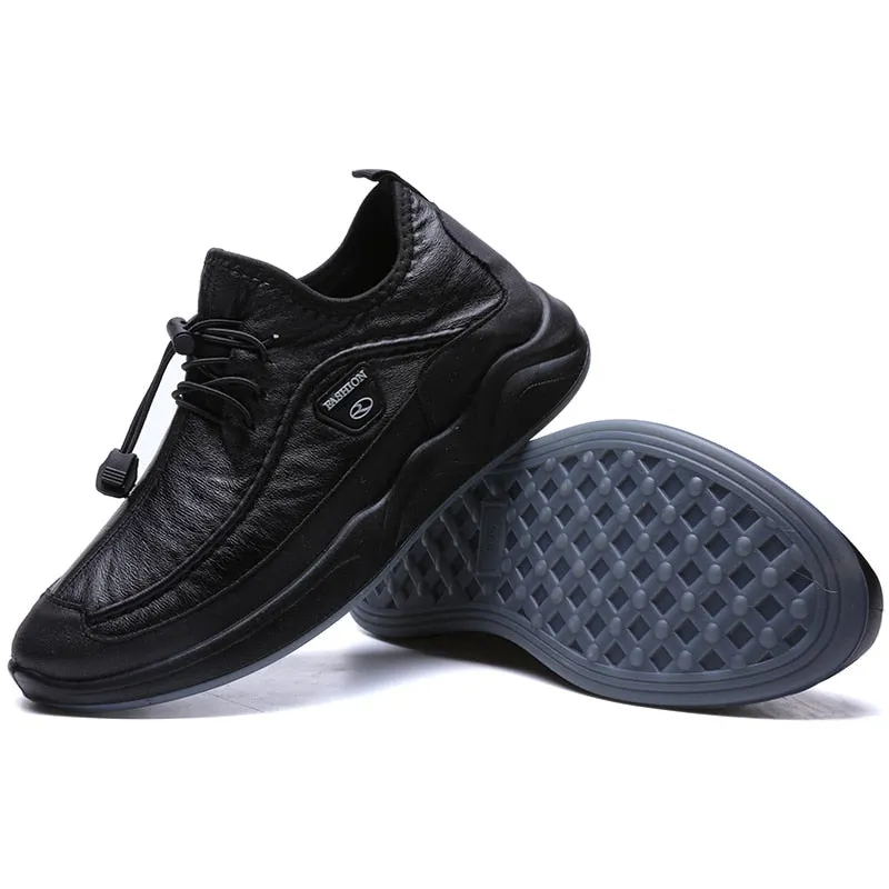 Autumn Winter Men's Quality Leather Shoes Kitchen Shoes Casual Breathable Male Footwear Outdoor Non-slip Waterproof Sneakers