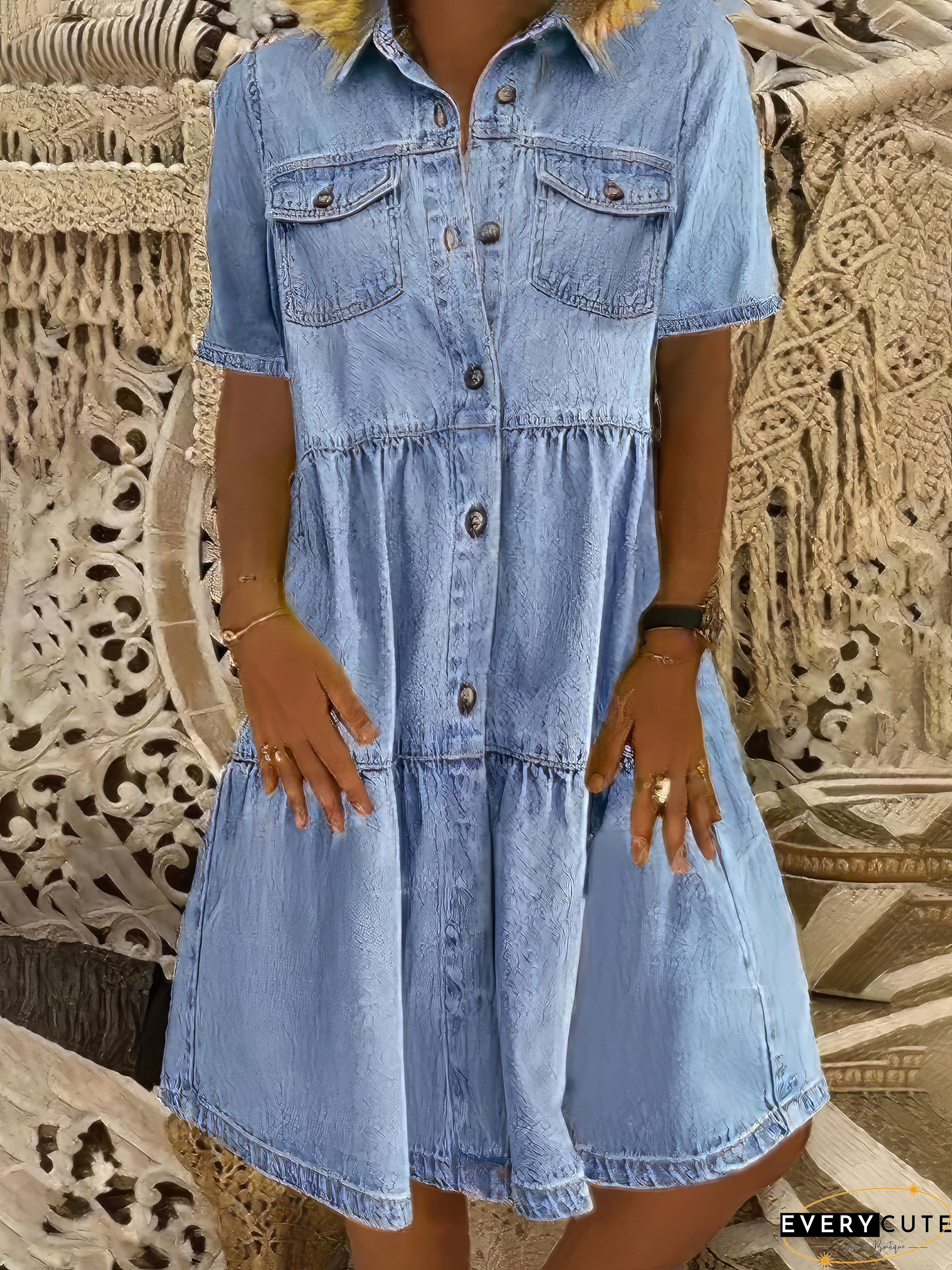 Drop Shoulder Denim Dress