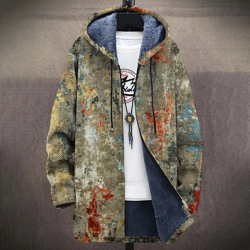 Retro Gradient Art Plush Thick Long Sleeve Jacket
