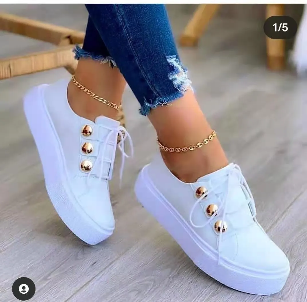 Shoes Women Sneakers White Round Head Platform Causal  Sports Student Cute Pink Girl Lolita Fashion Flats 2021 Spring