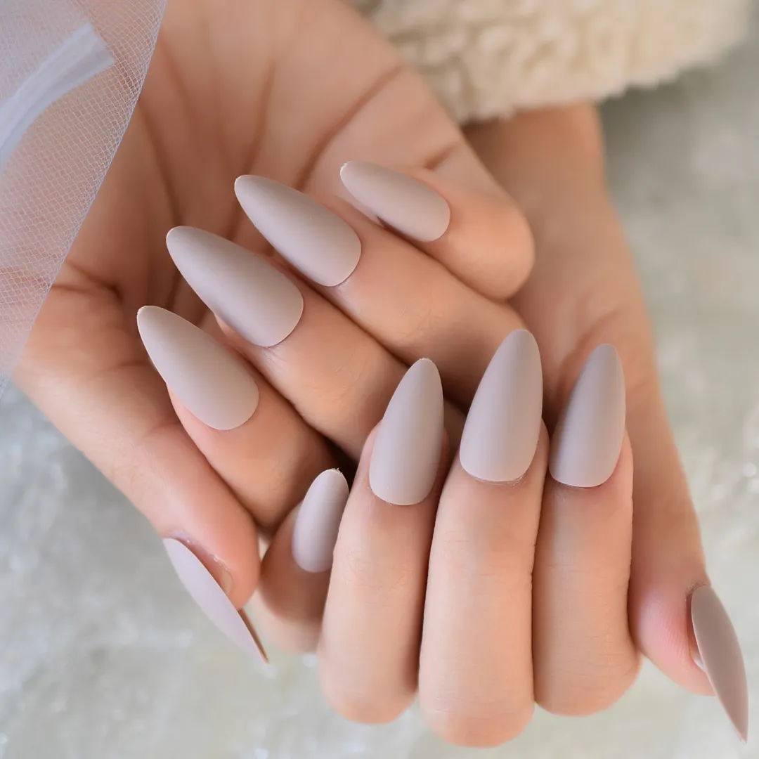Nail Art Salon Oval Acrylic French Nail Kit Real Medium Length Grace Oval Fake Nails French 24 Tips-Nail Inspo
