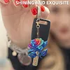 (US Local)6PCS  Colored Flowers DIY Diamond Painting Keychain Diamond Art Kits