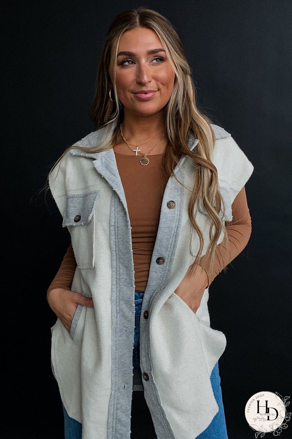 Two-Tone Denim Vest