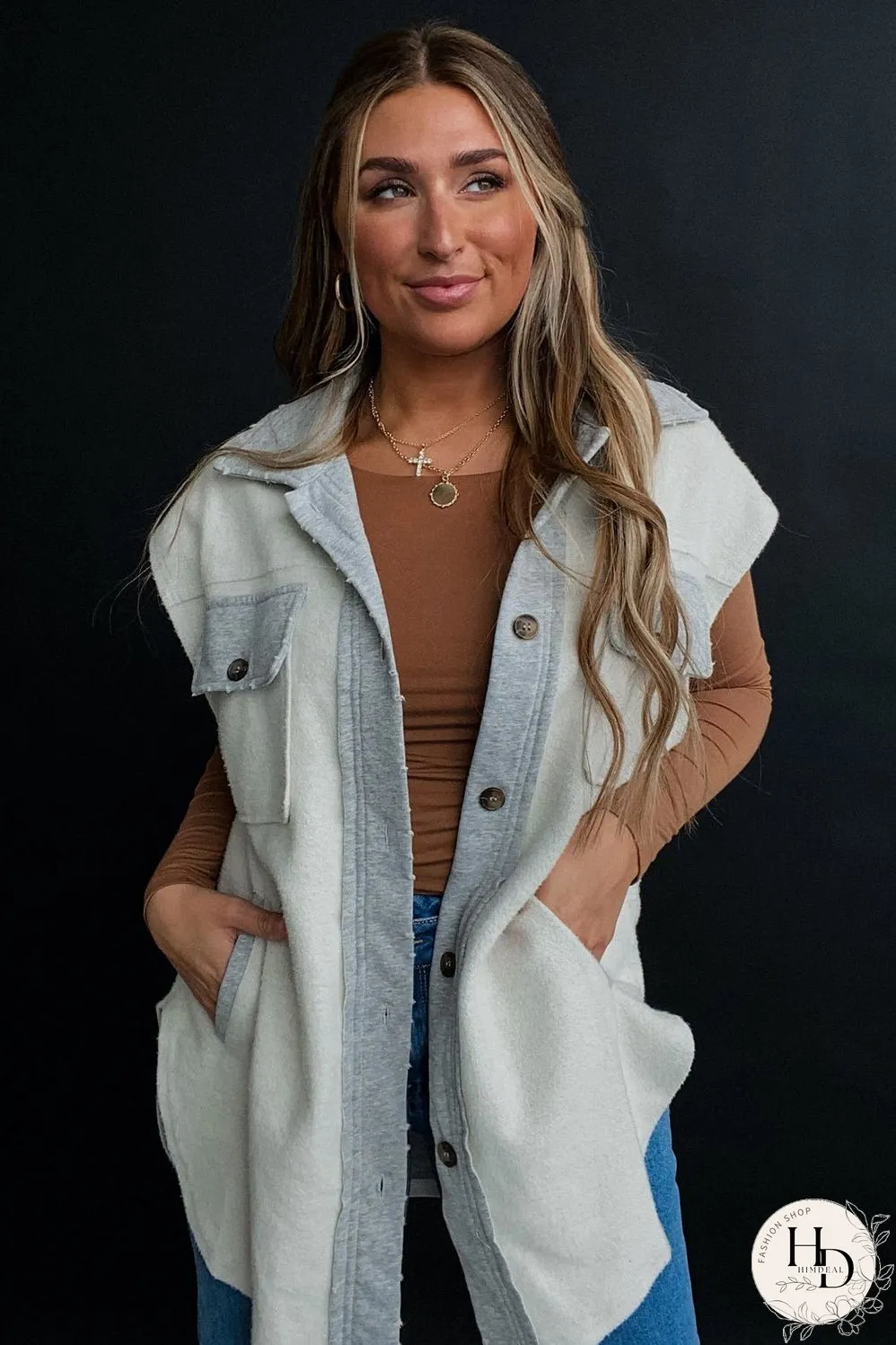 Two-Tone Denim Vest