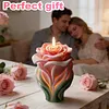 3D Rose Flower Mould Silicone Wave Spiral Candle Mould Reusable Easy To Demold for Wedding Valentine Day DIY Home Decor Gift (Style B)