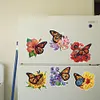 (US Local)6pcs Flower Butterfly DIY Diamond Painting Fridge Magnets Craft Kit