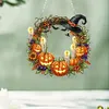 Diamond Painting 2D Flat Acrylic Halloween Wreath Hanging Diamond Art Kits Wall Door Decor