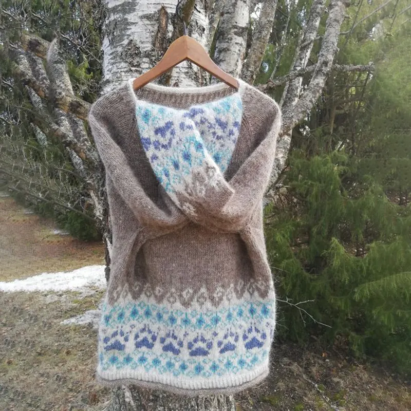 Vintage Icelandic Cute Knit Jacquard Warmth Crew Neck Sweater（Unisex）