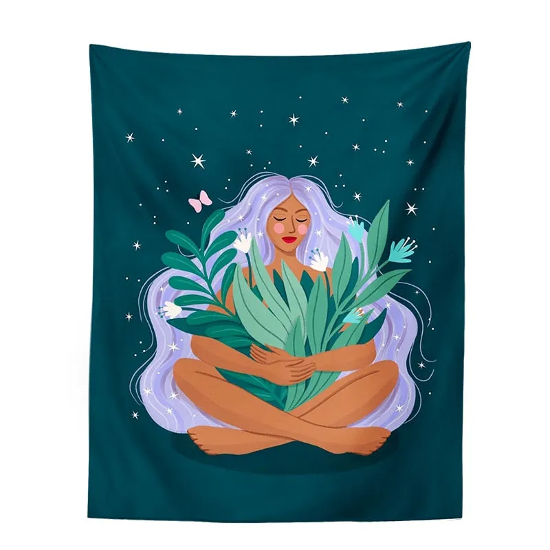 Indian Moon Phase Girl Mandala Tapestry Wall Hanging Boho decor macrame hippie Witchcraft Tapestry wall decoration cloth