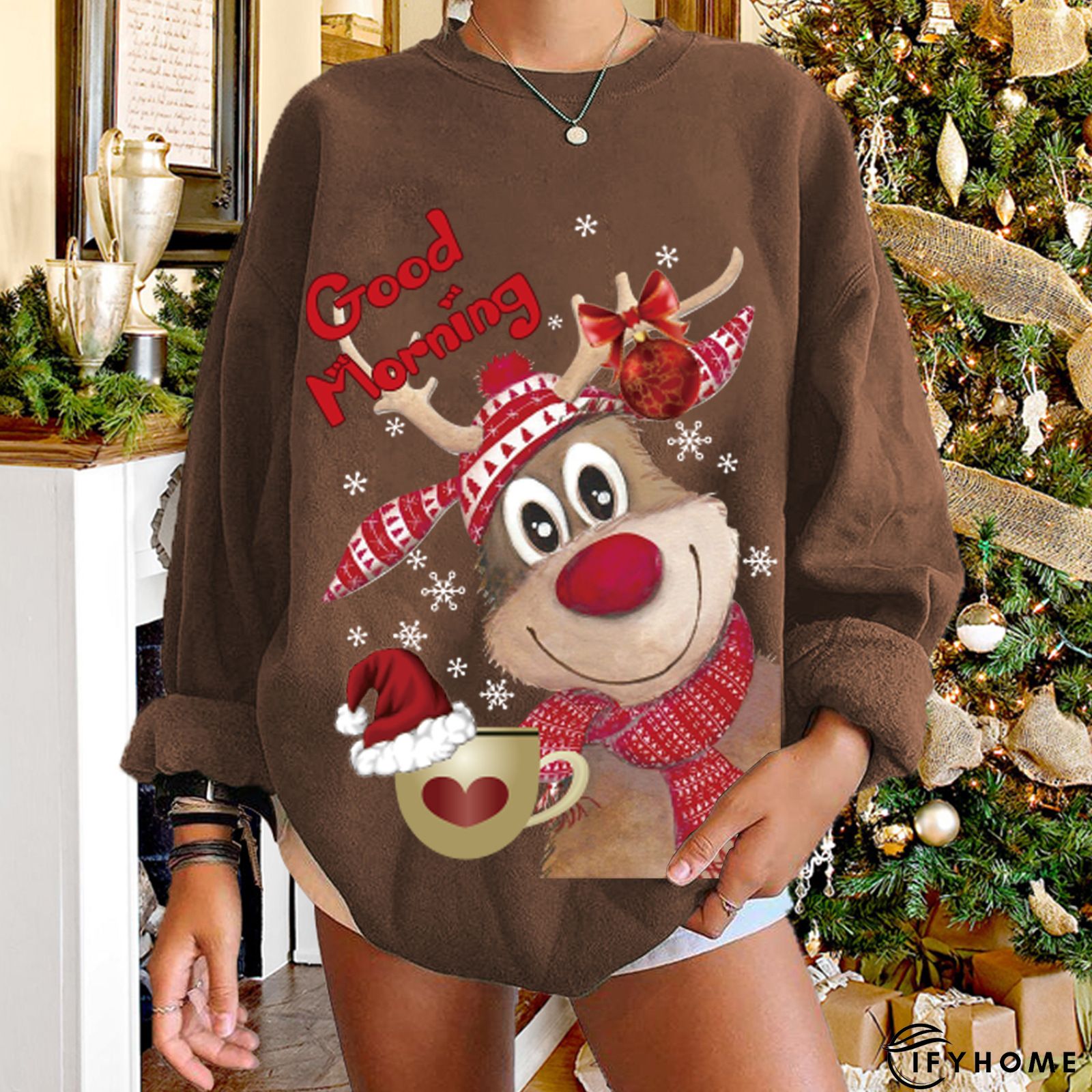 Retro Christmas Snowman Long Sleeve Sweatshirt | IFYHOME
