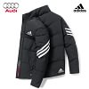 ADIDAS | AUDI, BIAŁA KURTKA Z GĘSIEGO PUCHU, WYPRZEDAŻ ZAPAS&Oacute;W, ILOŚĆ OGRANICZONA