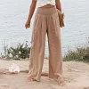 Pantalon smock&eacute; &agrave; poches en m&eacute;lange de lin Fresh Air