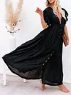 Short Sleeveless V-Back Drawstring Cover-Up Swimwear