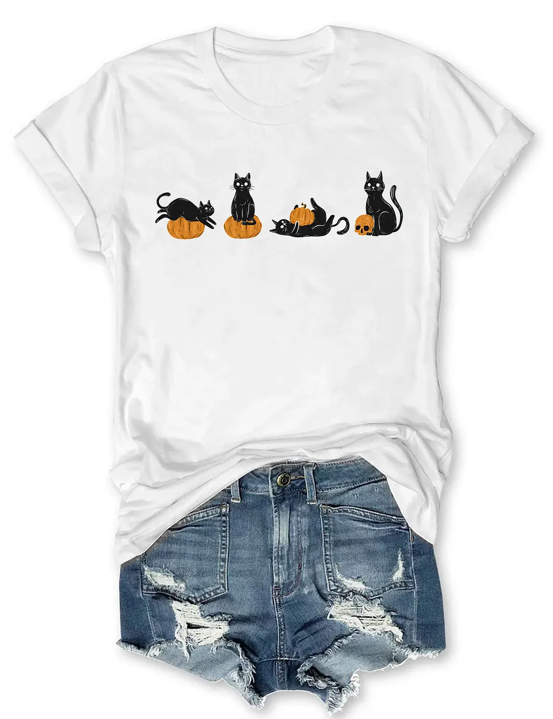 Pumpkin and Black Cats T-shirt