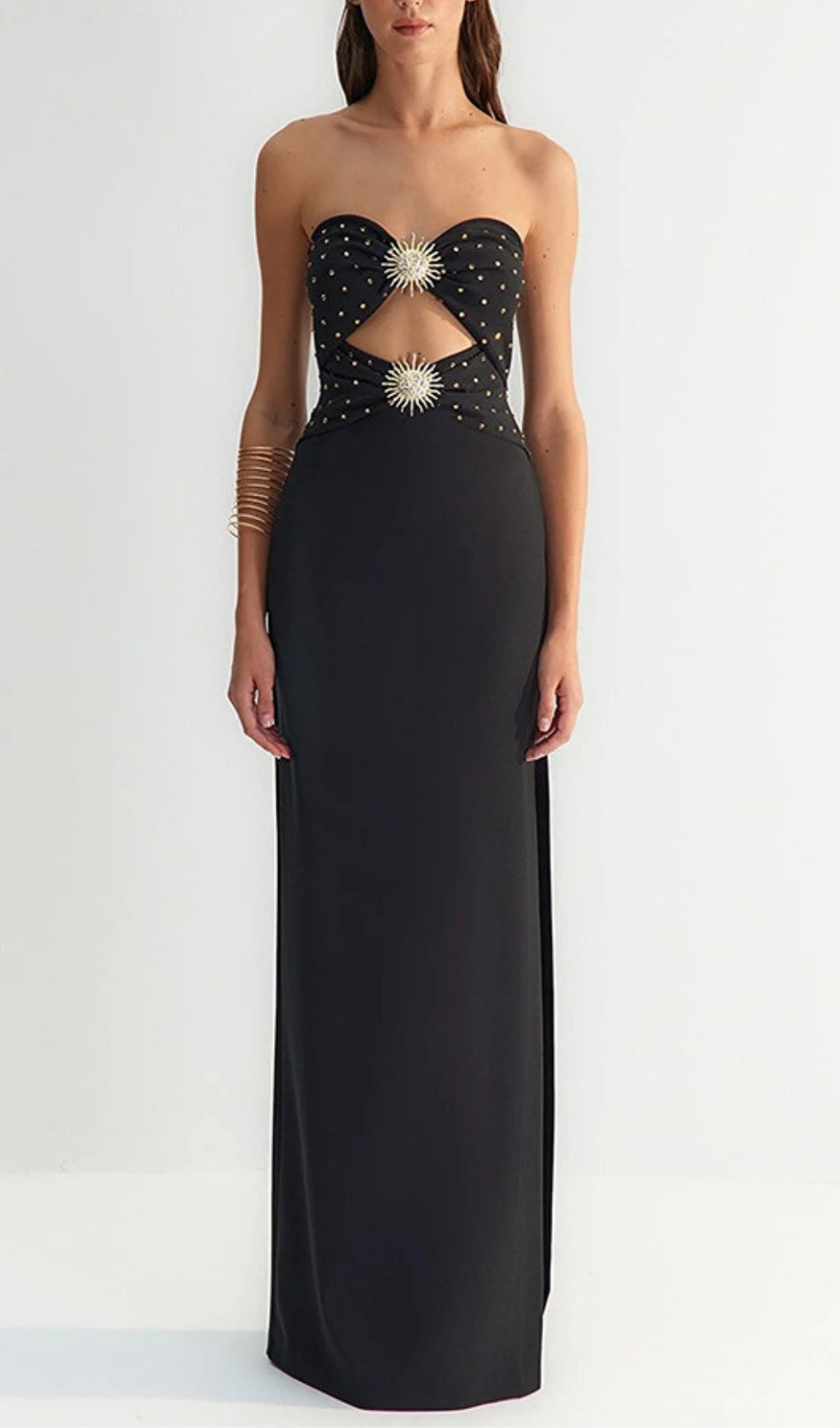 Annmarie Black Polka Column Maxi Dress Flowering Girl