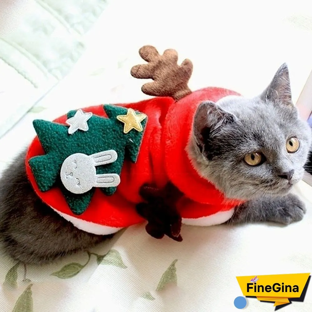 Cat and dog clothes Christmas dog clothes Christmas party coat Santa Claus Christmas tree costume Pet clothing winter