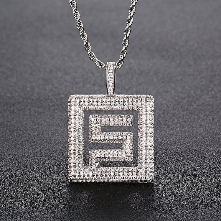 Iced Out Square Pendants Hip Hop Bling Bling Necklaces For Men