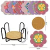 Diamond Painting Coaster DIY Flowers  Cup Cushion Table Placemat(6 Piece Set 1 Rack)
