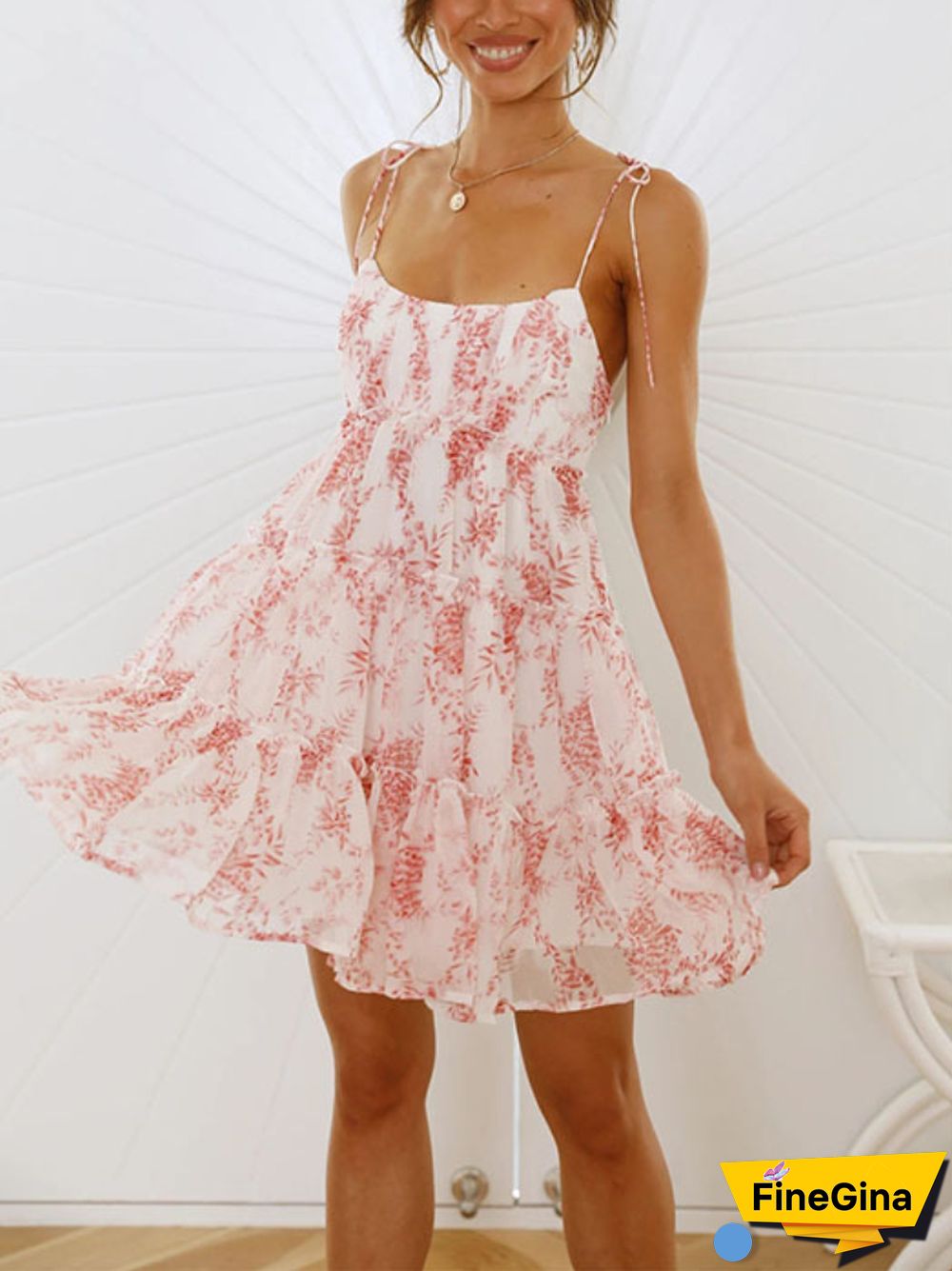 Floral Print Boho Sundress Women Ruffle Summer Dress Casual Beach Short Dress Flower Vintage Dress Women Fashion Clothes