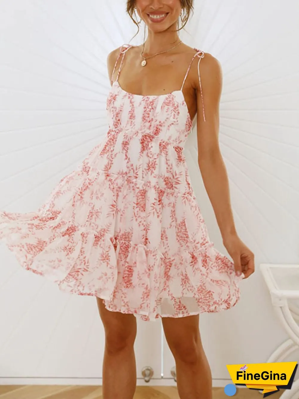 Floral Print Boho Sundress Women Ruffle Summer Dress Casual Beach Short Dress Flower Vintage Dress Women Fashion Clothes