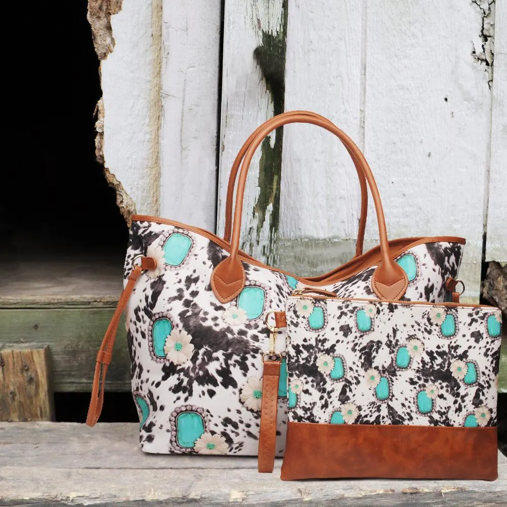 Ladies western ethnic PU two-piece handbag