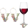 2pcs/set DIY 26 Letters Double Side Diamond Painting Wine Glass Charms Identification Kit