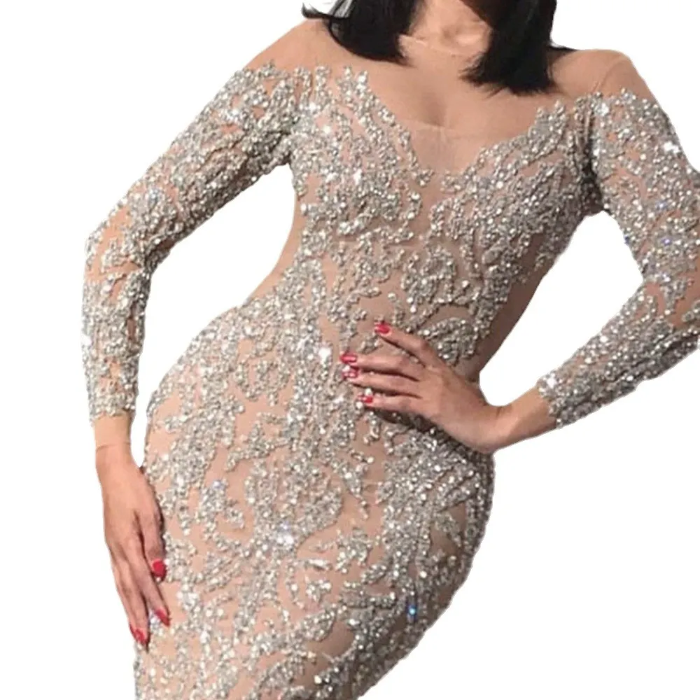 Brownm Brownm 2025 New Women's Hot Long Sleeves Sexy Long Dress Party Evening Dress