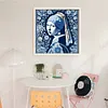 Blue And White Porcelain-Pearl Earring Girl-14CT Stamped/Counted Cross Stitch 40*40cm/15.75*15.75in