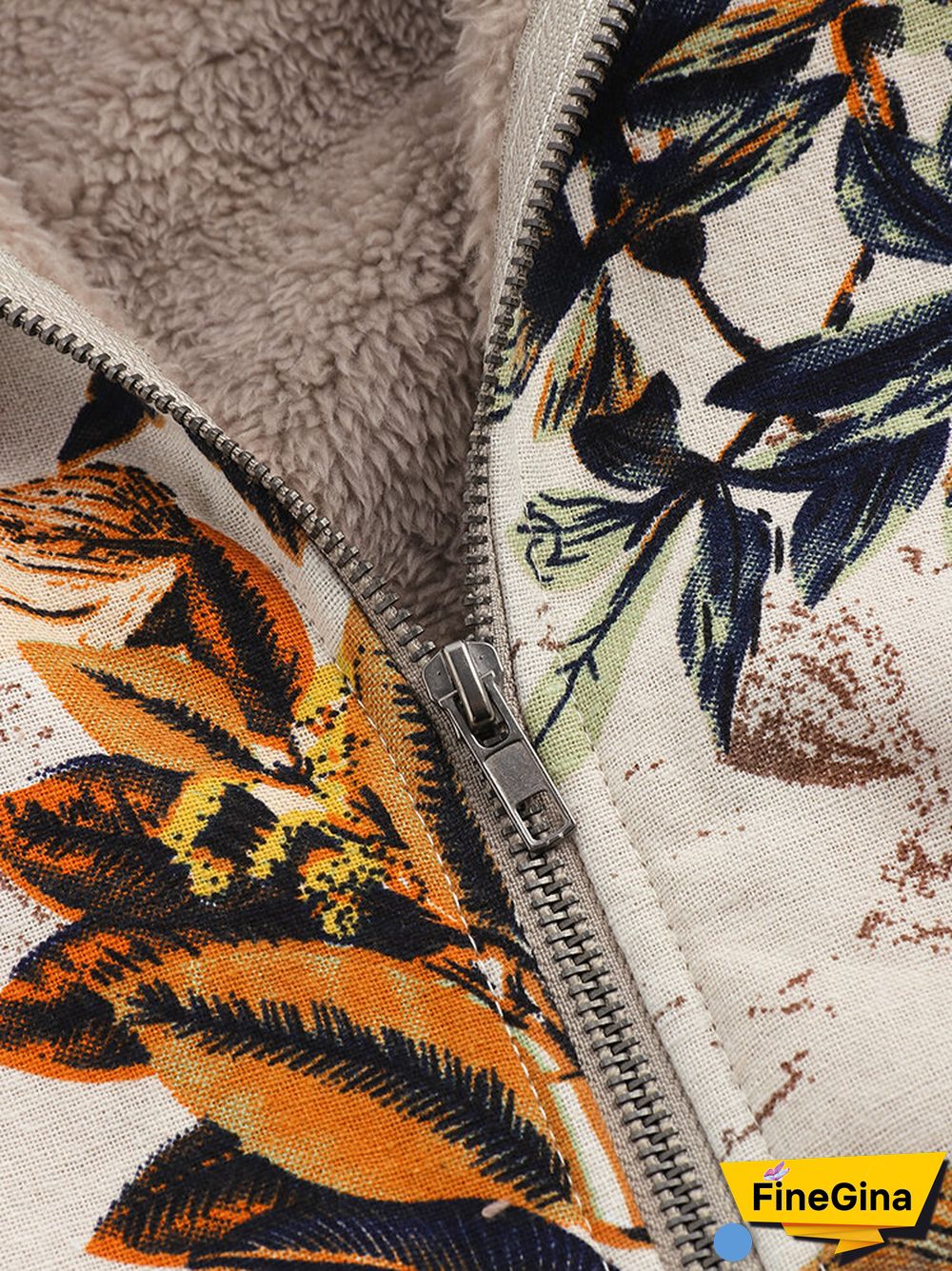 Leaves Floral Print Hooded Long Sleeve Vintage Coats