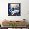 Window Snow Scene - 11CT Stamped Cross Stitch 50*50cm/19.69*19.69in