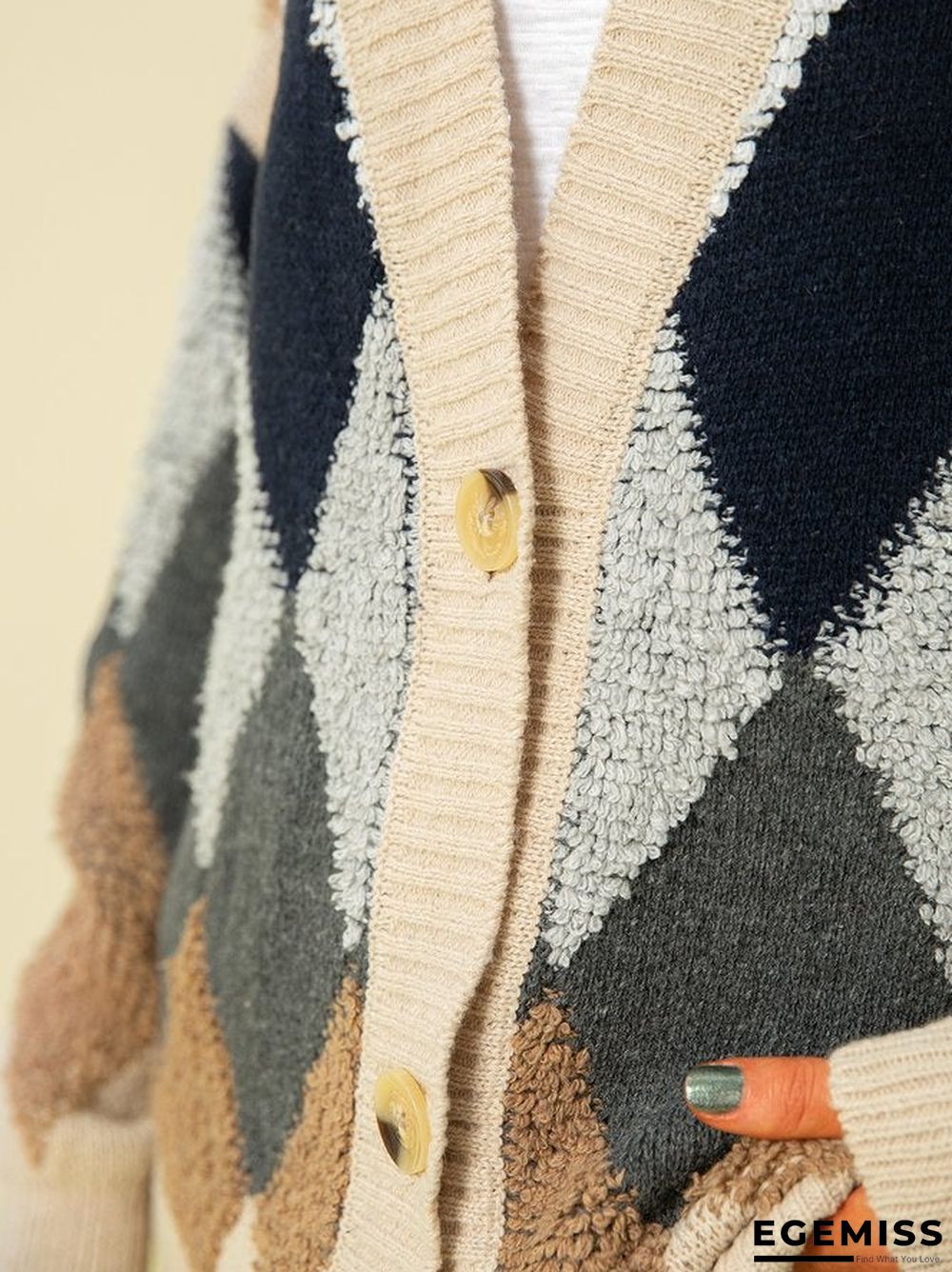 Knitted Jacquard Long Sleeve Outerwear | EGEMISS