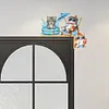 (US Local)Cat DIY Wooden Diamond Painting Door Topper Right Angle Sign for Party (Right)
