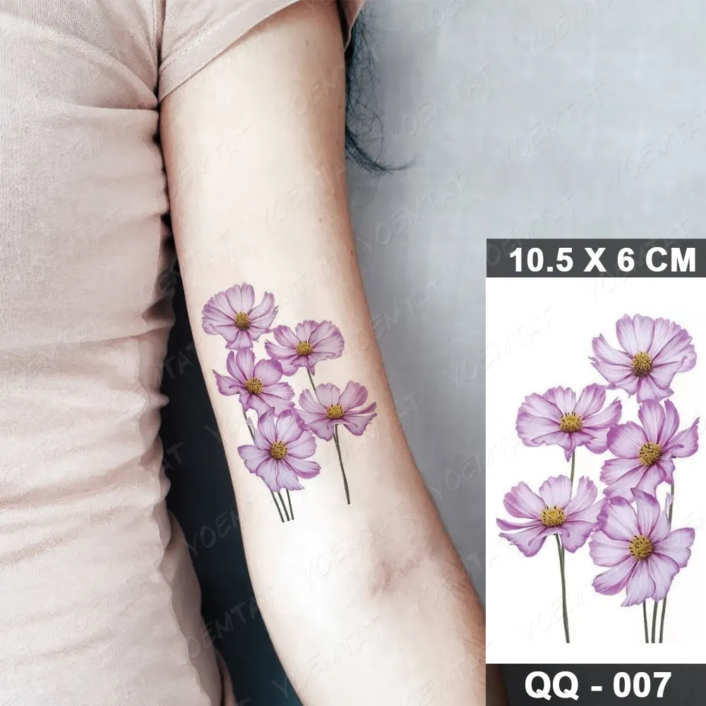 Waterproof Temporary Tattoo Sticker Small Lines Flowers Flash Tatoo Geometry Hand Arm Wrist Fake Tatto For Body Art Women Child