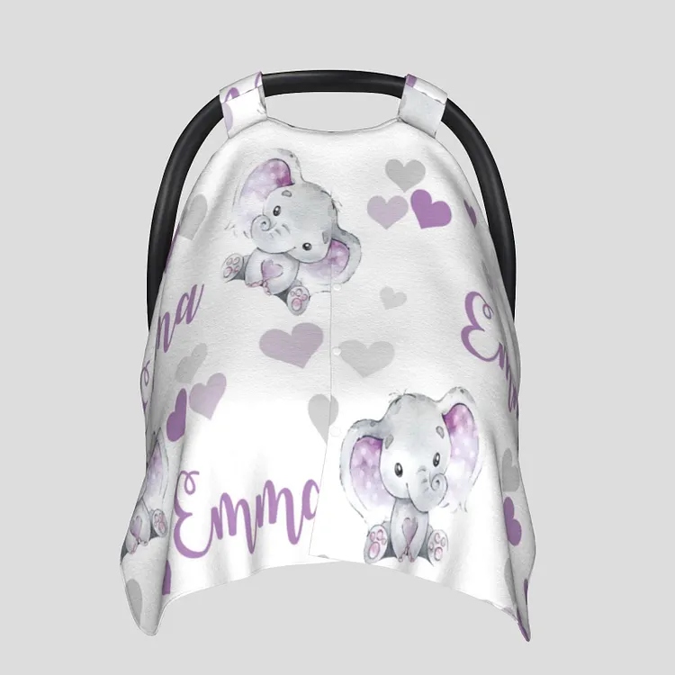 Personalized Baby Elephant Car Seat Canopy for Comfort & Unique| C08